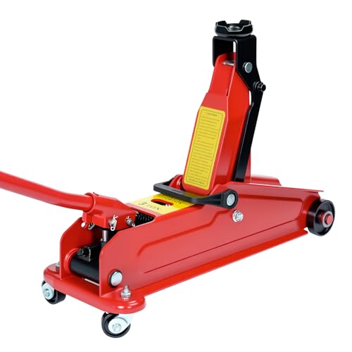 HYCHIKA Gato hidráulico para carro 3T, gato carro, altura de elevação 135-370 mm, rodas giratórias 360°, leve e portátil com design robusto, para automóvel, SUV, mudanças de pneus