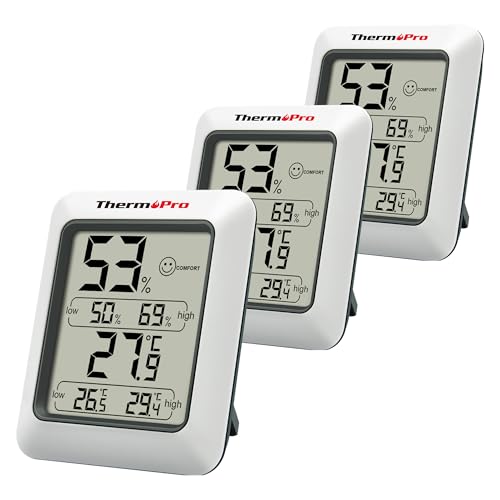 ThermoPro TP50 3 Peças Termómetro Higrómetro Digital Medidor de humidade e temperatura interior Termohigrómetro profissional para medição de casa quarto casa escritório ambiente