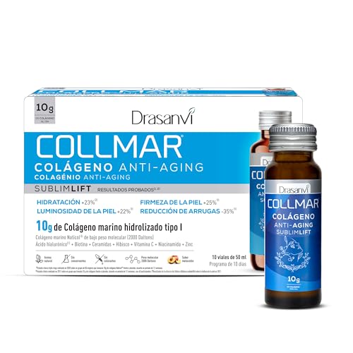 Colageno marinho Shot | 10 g colagénio hidrolizado tipo I 11 princípios ativos para a sua pele | Antiaging | Hidratação-firmeza-Luminosidade-redução de rugas, 10 shots 50 ml sabor pêssego DRASANVI