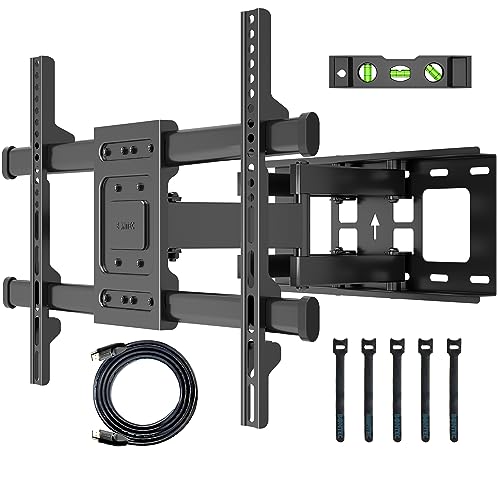 BONTEC Suporte para TV de parede para ecrãs de 32 a 80 polegadas plano e curva LED LCD, suporte de parede para televisão de articulado inclinável e giratório, resistente até 60 kg, VESA máximo 600 x