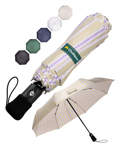 Chakipee Paraguas Plegable Antiviento Hombres - Paraguas Resistente al Viento, Paraguas Automático Portátil Compacto de Viaje, Revestimiento de Tela 210T