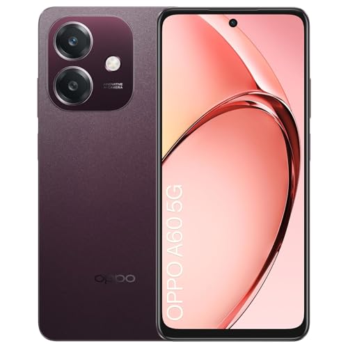 OPPO A60 5G 4 + 128 GB telemóvel, desbloqueado Smartphone Android, ecrã 120 Hz 6,67" LCD, Dimensity 6300 5G, IA câmara 50 MP, SUPERVOOC 45W, bateria 5100 mAh, Splash Touch, NFC, duplo SIM, vermelho
