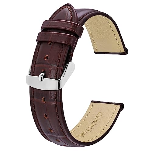 BISONSTRAP Correias de relógio, couro em relevo de crocodilo, largura da banda: 18 mm 20 mm 22 mm 24 mm