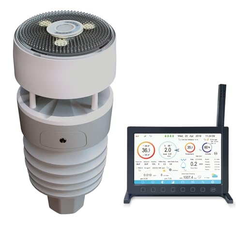 ECOWITT Wittboy - Estação meteorológica HP2564 sem fios 7 em 1 com sensores externos, consola interior de ecrã táctil a cores 7 TFT para previsão para jardim doméstico quinta
