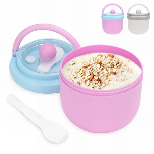 Bugucat Lancheira com alça de transporte, 600 ml, lancheira para viagem, recipiente para alimentos para pequeno-almoço e fruta, hermético e leve, sem BPA (espeto)