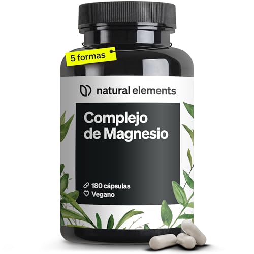Complexo de magnésio - Premium: De 5 compostos - citrato bisglicinato óxido de magnésio - 400 mg por dose diária - Testado em laboratório, vegano
