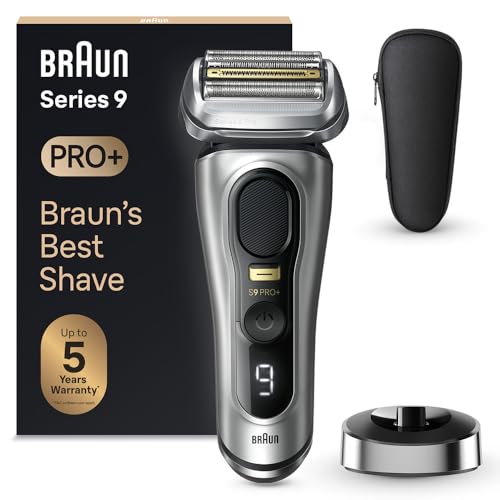 Braun Series 9 Pro máquina de barbear elétrica para homem, máquina de barbear com base de carregamento e capa de viagem, em seco e molhado, 60 min de automonomia, 9517s, prata
