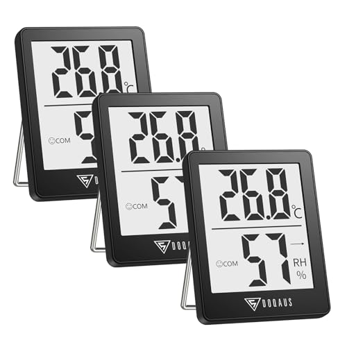 DOQAUS 3 peças mini termómetro higrómetro digital, medidor de temperatura com 5s de resposta rápida para temperatura e humidade da casa ambiente (preto)