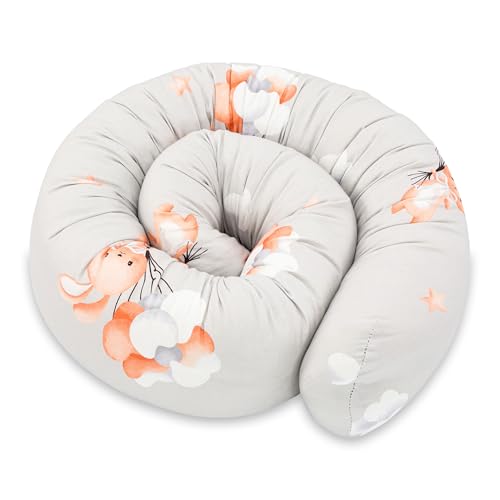 Totsy Baby Almofada para dormir de lado, almofada para o corpo de cobra 400 cm algodão - almofada cervical de rolo lavável almofadas grandes almofada para o corpo coelhos