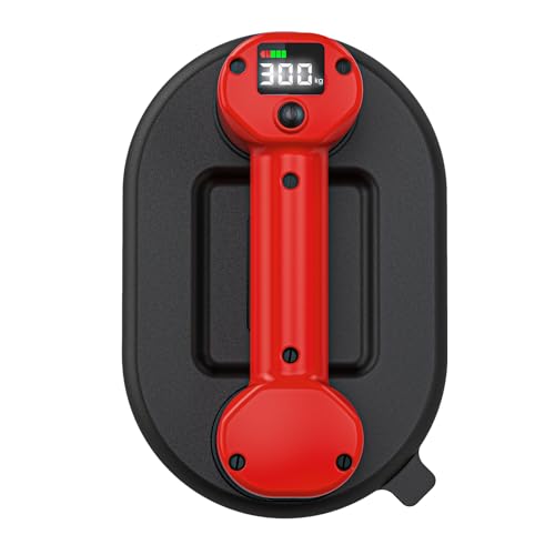 Avhrit 24 cm Ventosas elétricas para vidro e azulejos, carga máxima de 300 kg, bombeamento automático, ecrã LCD e bateria interna de 3600 mAh, ideal para elevar vidros grandes, granito e metal