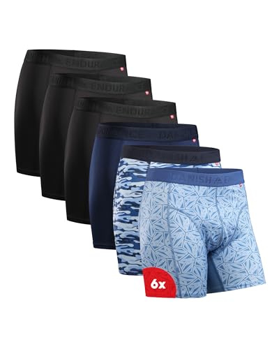 DANISH ENDURANCE Cuecas desportivas homem boxer, justas e respiráveis, conjunto de 6 - roupa desportiva para homem, roupa interior