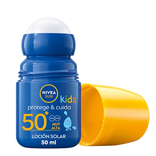 NIVEA SUN Protege & cuidado para crianças, Roll-On FP50 - Protetor solar para crianças, proteção UVA/UVB muito alta, resistente à água, aplicação fácil - para crianças a partir de 3 anos, pele