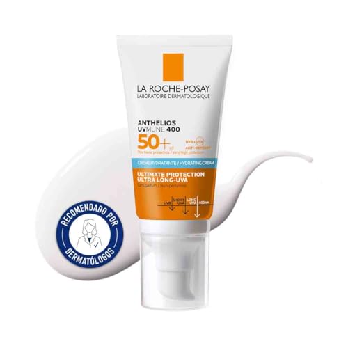 La Roche Posay Crema Hidratante SPF50+, Protección Alta, Resistente al Agua, Combate el Fotoenvejecimiento, Textura Ligera, Anthelios UV-MUNE 400, No perfumada, 50 ml
