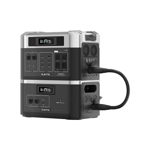 OUKITEL BP2000 Gerador solar com B2000 bateria expansível, estação de energia portátil 2200 W, bateria de 4096Wh LiFePO4 para campismo, autocaravana, emergência