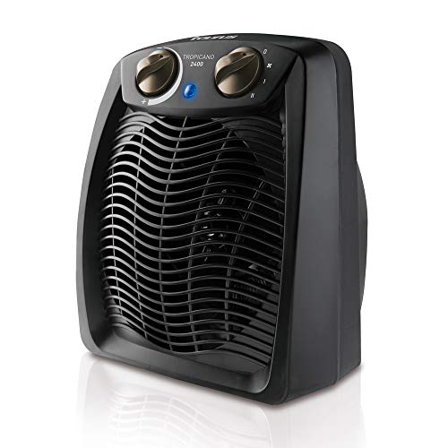 Taurus Tropicano 2400 aquecedor, termoventilador, 2 potências de calor ventilador, 2400 W, alça de transporte, termostato ajustável, silencioso, design preto