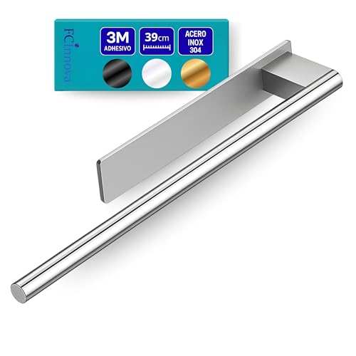 FCINNOVA Toalheiros de casa de banho sem broca de 39 cm e aço inoxidável escovado 304 um toalheiro autocolante casa de banho fácil instalação e aderência resistente toalheiro sem broca elegante e