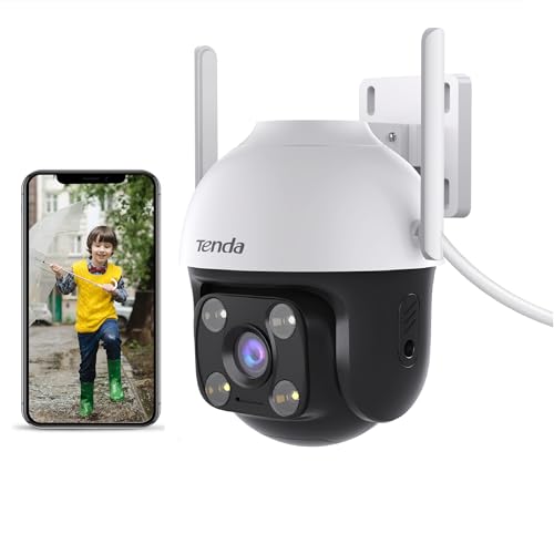 Tenda 2,5 K 4 MP câmara de vigilância exterior, visão noturna colorida 35 m, PTZ câmara IP Wi-Fi com detecção de humanos e veículos, rastreamento automático, áudio bidirecional, ONVIF, Alexa, CH7