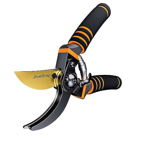 JiveSnip Tesoura de jardim de titânio premium - tesouras de poda profissionais de Bypass para plantas, sebes e flores