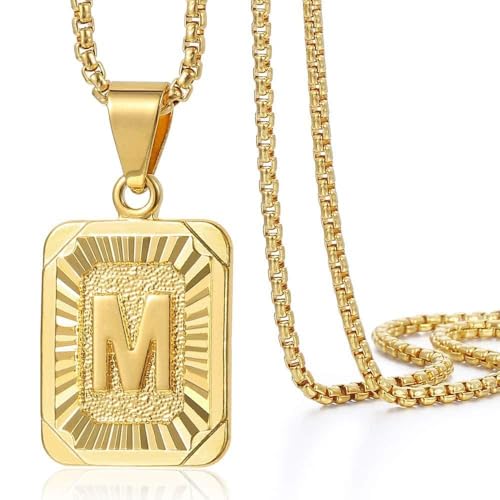ALANETA Colar inicial com letra personalizada para homem e mulher, aço inoxidável banhado a ouro de 18 K, presente A-Z