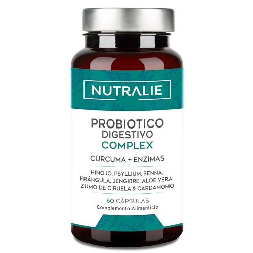Probiótico digestivo complex - açafrão enzimas - flor intestinal constipação amolecimento fezes - para inchaço e peso - 60 cápsulas Digestive Complex - Nutralie
