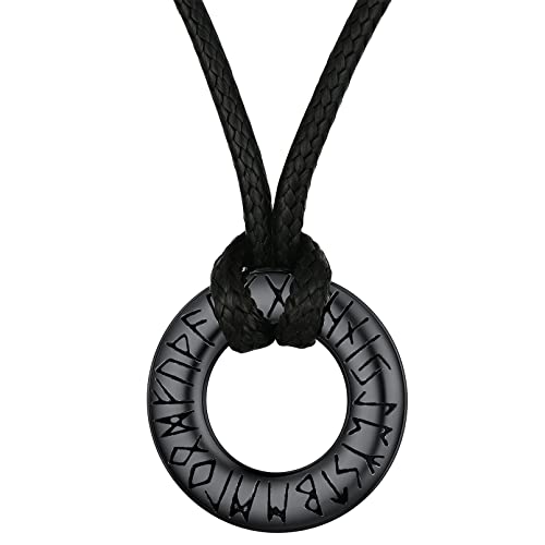 FaithHeart Colar de viking runas de aço inoxidável 316L homem mulher letras tapetes rúnicos jóias espiritual nórdico de talismã de família casais