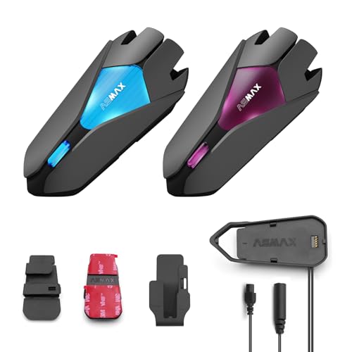 ASMAX Intercomunicador capacete Moto Bluetooth, controlo de voz em espanhol, 10 vias Intercom, 42 min carregamento rápido/montagem magnética/cancelamento de ruído/emparelhamento universal, IP67, Z1