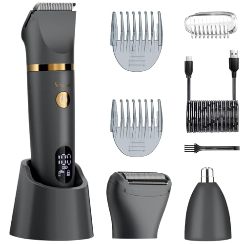 Scttomon Aparador corporal masculino, aparador público esférico, máquina de barbear corporal, máquina de barbear, aparador de orelhas nasais, ecrã LED impermeável, seco e húmido