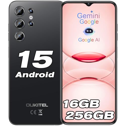 OUKITEL C1 Pro Telefones celulares gratuitos Android 15-16 GB RAM+256 GB ROM/1TB telemóveis, bateria 5150 mAh telemóvel, 6,52" HD, câmara 13 MP, triplo 4G SIM Smartphone/Fingerprint/Face ID/OTGGG