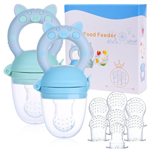 Faburo 2 peças Chupeta fruta bebé 9 peças tetinas de silicone (3 * 3), alimentador anti-afogamento bebé, inovador chupeta de frutas brinquedo para a dentição da chupeta infantil para a dentição de