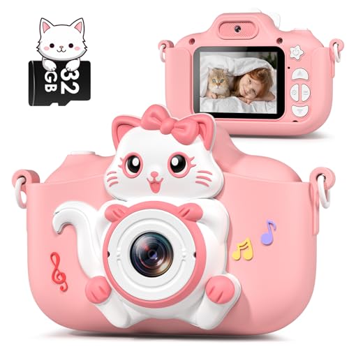 Gofunly Câmara com fotos infantis, 2,0 polegadas câmara de fotos para crianças com cartão de 32 GB, 1080P HD Selfie vídeo câmara digital para crianças, presentes ideais para meninos e meninas de 3-12