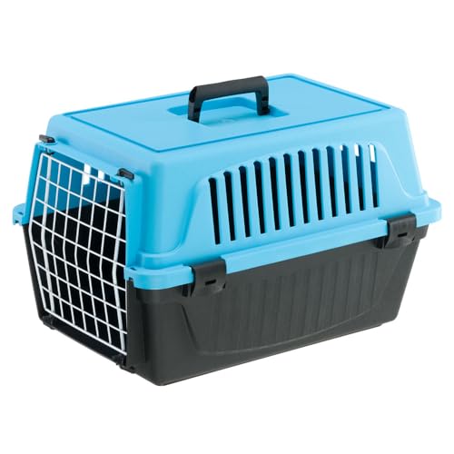Ferplast Transportinho gato, transporte cão pequeno e gatos até 5 kg, porta de ferro elástico, ranhuras de ventilação, 32,5 x 48 x h 29 cm, transporte de animais de estimação rígido atlas 10 EL