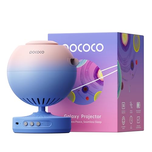 POCOCO Projetor estrelas, projetor galáxia, planetário doméstico para crianças e adultos; em quartos, interiores; para decoração, ajuda ao sono e relaxamento - inclui 2 discos
