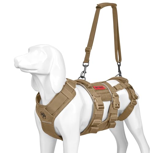 OneTigris Arnês para cães, arnês de apoio SKYEWALKER, arnês de elevação ajustável com 2 asas para apoio e reabilitação, adequado para cães médios e grandes, castanho, M