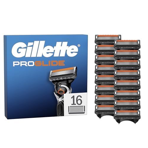 Gillette Proglide Embalagem de 16 peças sobressalentes para máquinas de barbear para homem, lâminas de barbear com dupla lubrificação e aparador de precisão