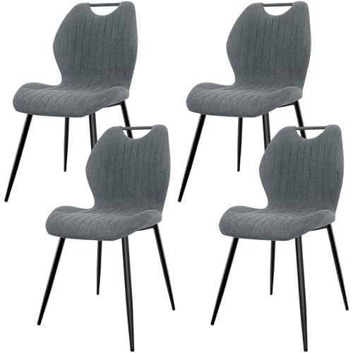 JIJIAN Conjunto de 4 cadeiras de sala de jantar, cadeiras de cozinha, cadeira estofada para cadeira, encosto de tecido e pernas de metal, ideal para salas de jantar, cozinhas e salas de estar