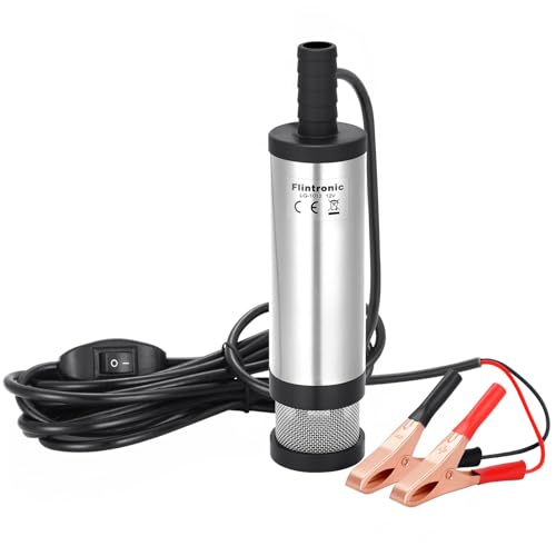 flintronic Bomba de óleo com clipe, bomba de água diesel de combustível, bomba de água, bomba submersível, óleo diesel, bomba de água submergível de 12 V, 38 mm, para carro, Caravana, barco marinho