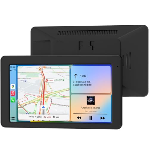 Elinsong Ecrã do carro, 7" ecrã Carplay carro para Apple e Android com navegação GPS, som premium, controlo por voz, fácil instalação, Mirror Link, FM, AUX