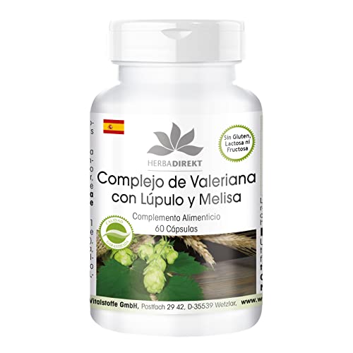 Extrato de valeriana, lúpulo e melissa, 60 cápsulas | HERBADIREKT by Warnke Vitalstoffe - Qualidade alemã de farmácia
