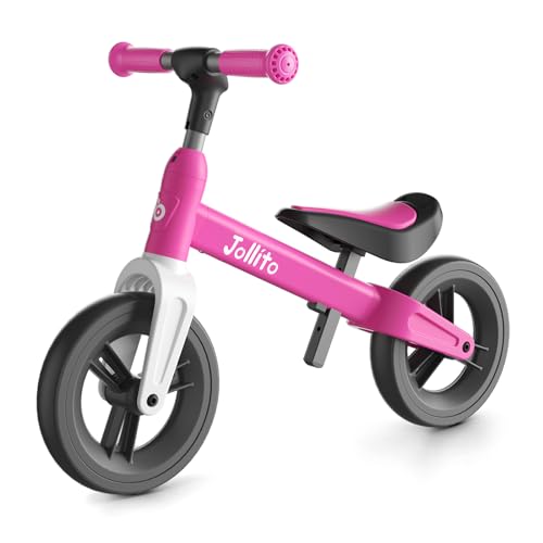 JOLLITO Bicicleta de equilíbrio para crianças, brinquedos de passeio para 18 meses, bicicleta de treino leve sem pedais com roda de 9 polegadas e moldura de alumínio