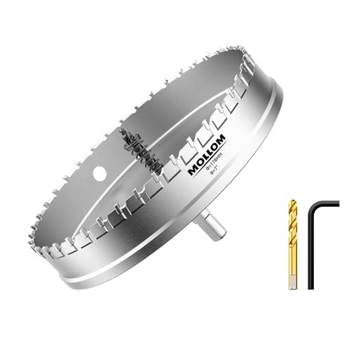Mollom (178 mm | 7") serra de coroa de T.C.T carboneto broca com 2 brocas, ponta de carboneto de tungsténio para metal duro, aço, ferro, cobre, madear, latão, plástico