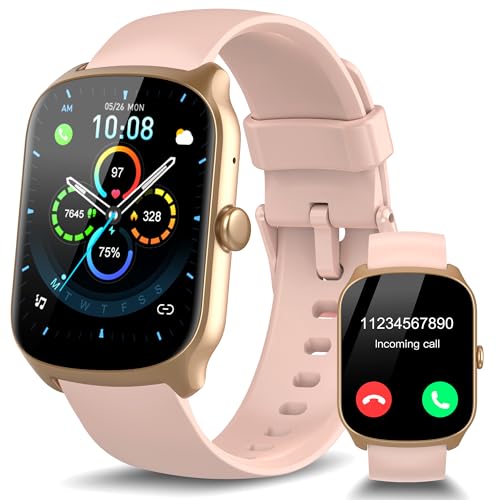 STECEi Relógio inteligente homem mulher, 1,95" HD ecrã curvo Smartwatch com chamadas Bluetooth, monitor de ritmo cardíaco e sonho, pulseira atividade 110 modos desportivos, impermeável IP68, rosa