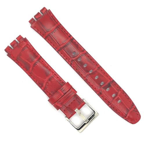 diloy Correa de Reloj de piel compatible con Swatch Irony y Scuba. Cuero grabado cocodrilo alligator 21-23mm Ref 328