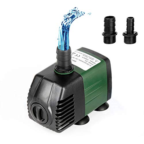 Homvik Bomba de água submergível 1500 L/H 25 W para aquário fonte circulação de água doce e marinho com 2 boquilhas 2 m de altura