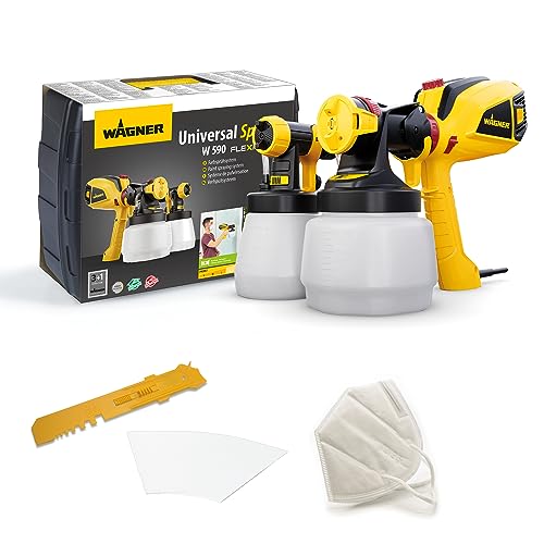 WAGNER Pulverizador de tinta W 590 FLEXiO para plásticas/látex, vernizes e vernizes interiores e exteriores, 15 m²-6 min, reservatório 1300 ml/800 ml, 630 W