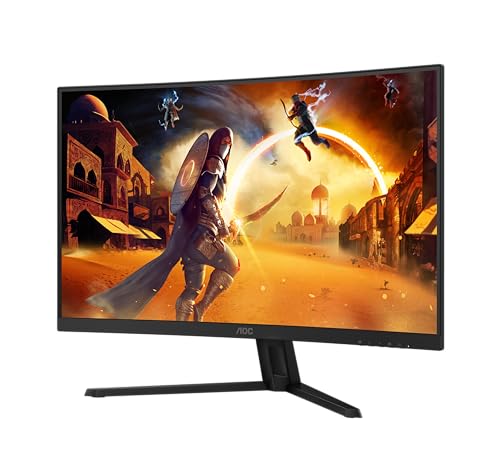 AOC Gaming CQ32G4VE Monitor curvo QHD de 32 polegadas, 180 fércios, 0,5 ms, HDR10, FreeSync Premium (VA, 1500R, 2560 x 1440, HDMI, DisplayPort) preto/cinzento