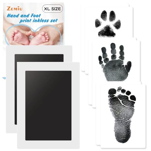 XL impressões bebé recém-nascido tinta 2 pacotes, Zemiu Grande kit impressões bebé recém-nascido, almofadas de tinta 100 % seguras, não tóxicas, não manchas, kit impressão de animais de estimação
