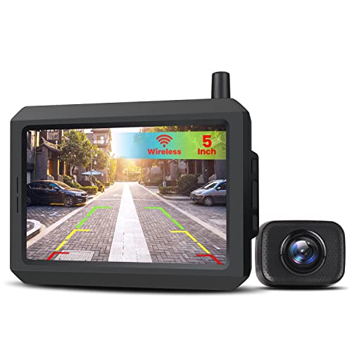AUTO-VOX Câmara mais recente com monitor LCD de 5 polegadas assistente de estacionamento sem fio, câmara de segurança, IP68 resistente à água, excelente visão noturna