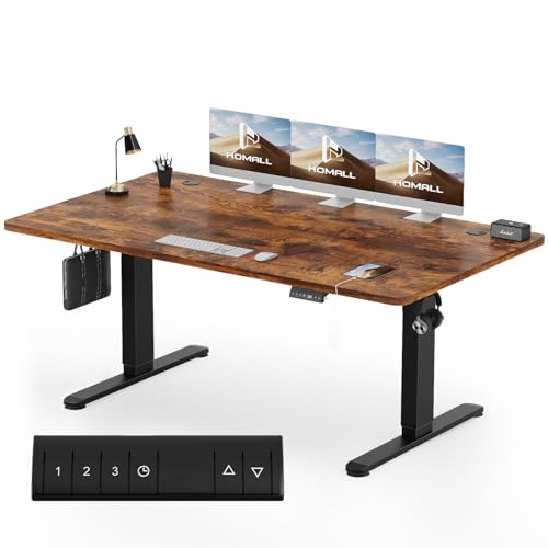 Homall 180 x 80 cm mesa ajustável em altura, mesa de pé com placa de quatro peças, mesa computador com função de memória