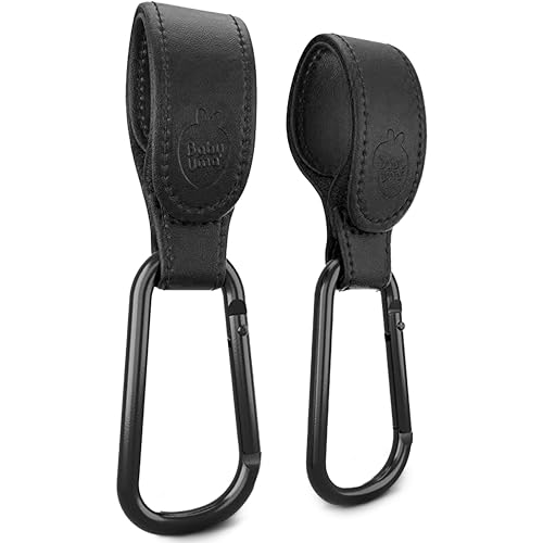 Baby Uma Ganchos carro bebé de couro sintético (pacote de 2) - acessórios para bebé, até 5 kg, ajuste universal, antiderrapante (preto)