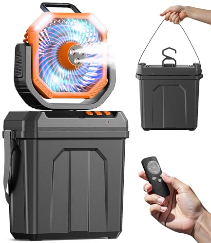 WAROUS Ar condicionado portátil 5 em 1, refrigerador de ar com tanque de água de 6 l, 20000 mAh, recarregável por USB, 4 velocidades de vento, oscilação, silencioso para interior exterior